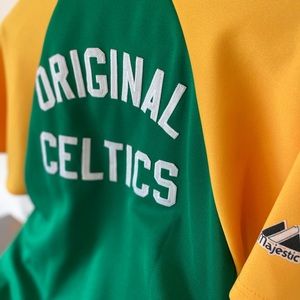 BOSTON CELTICS Majestic Hardwood Classics Warmup Shooting Jacket Retro Green
